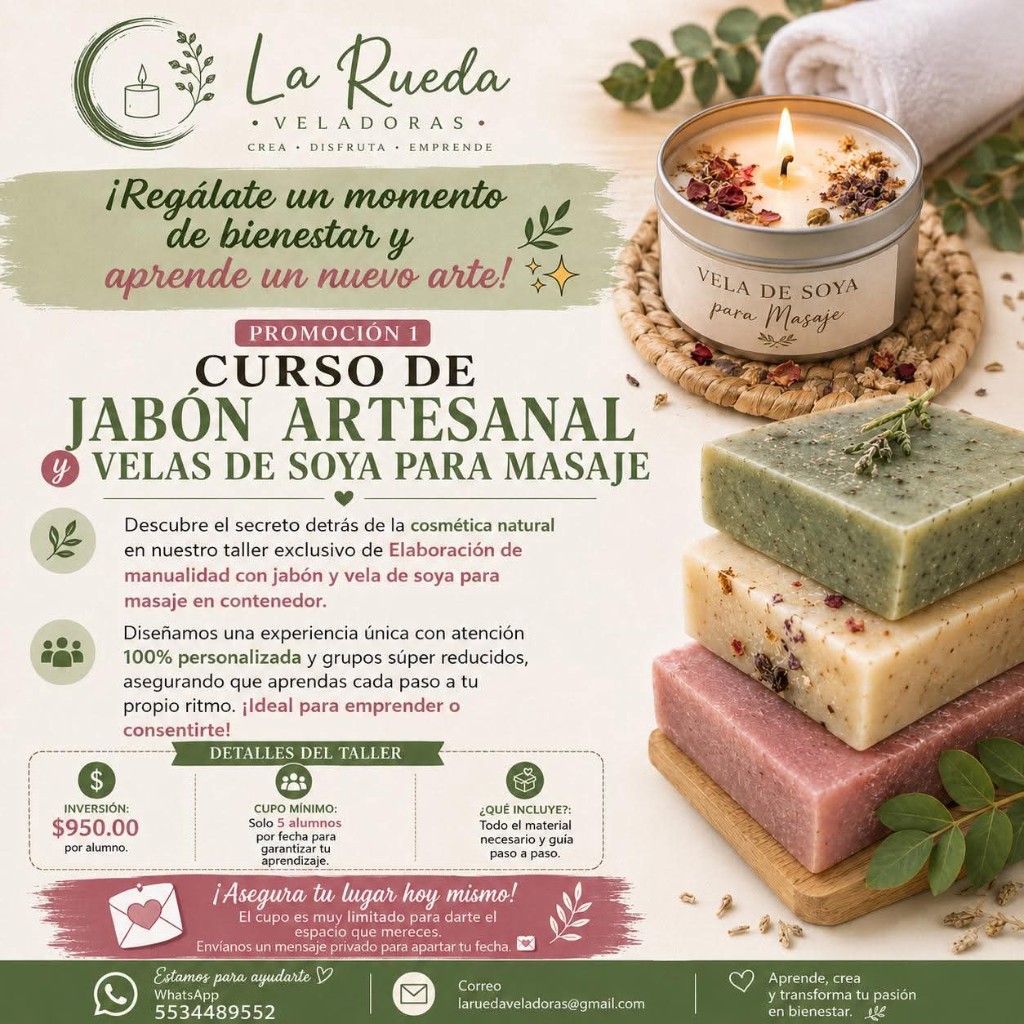 Curso de Jabón Artesanal y Velas de Soya para Masaje